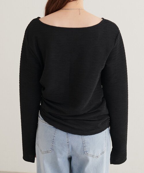 natural couture（ナチュラルクチュール）の「アシメドレーププルオーバー（Tシャツ/カットソー・レディース・ピンク/サックスブルー/ボルドー/ブラウン/アイボリー/ブラック・FREE）」の20枚目の写真