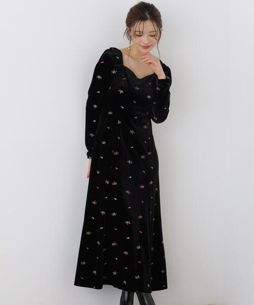 PROPORTION BODY DRESSING(プロポーションボディドレッシング)の「ベロア刺繍ワンピース / 1216240106(ワンピース・レディース・ブラック/ブラウン・MEDIUM/P/S)」の5枚目の写真