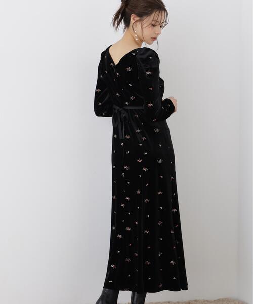 PROPORTION BODY DRESSING(プロポーションボディドレッシング)の「ベロア刺繍ワンピース / 1216240106(ワンピース・レディース・ブラック/ブラウン・MEDIUM/P/S)」の6枚目の写真