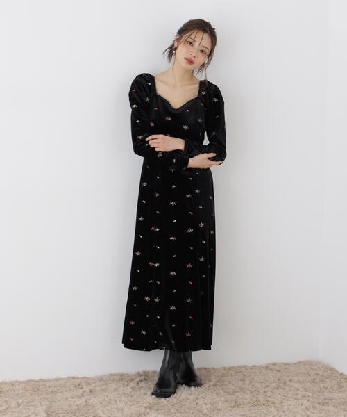PROPORTION BODY DRESSING(プロポーションボディドレッシング)の「ベロア刺繍ワンピース / 1216240106(ワンピース・レディース・ブラック/ブラウン・MEDIUM/P/S)」の7枚目の写真