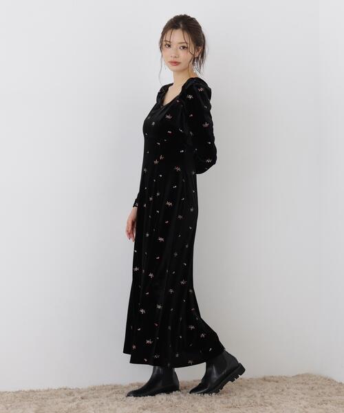 PROPORTION BODY DRESSING(プロポーションボディドレッシング)の「ベロア刺繍ワンピース / 1216240106(ワンピース・レディース・ブラック/ブラウン・MEDIUM/P/S)」の8枚目の写真