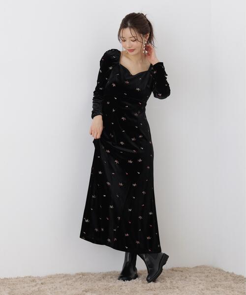 PROPORTION BODY DRESSING(プロポーションボディドレッシング)の「ベロア刺繍ワンピース / 1216240106(ワンピース・レディース・ブラック/ブラウン・MEDIUM/P/S)」の9枚目の写真
