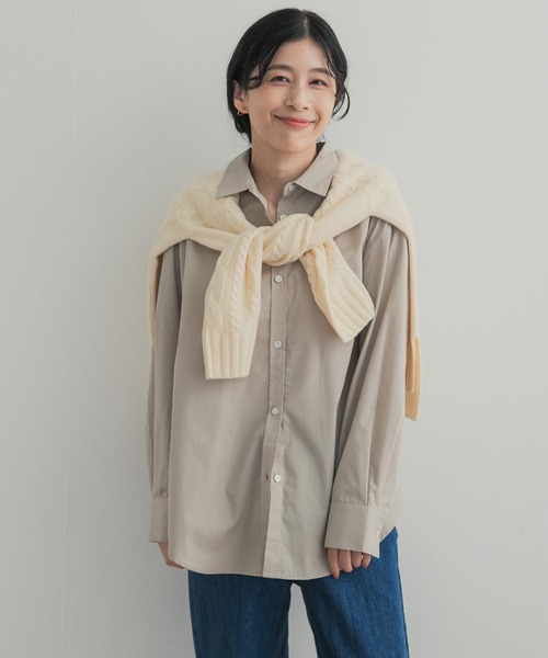 URBAN RESEARCH DOORS（アーバンリサーチドアーズ）の「『UR TECH』レギュラーカラーオーバーシャツ（シャツ/ブラウス・レディース・ライトブルー/ベージュ系その他/ストライプ・FREE）」の8枚目の写真