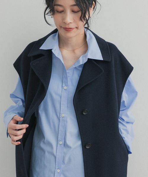 URBAN RESEARCH DOORS（アーバンリサーチドアーズ）の「『UR TECH』レギュラーカラーオーバーシャツ（シャツ/ブラウス・レディース・ライトブルー/ベージュ系その他/ストライプ・FREE）」の13枚目の写真