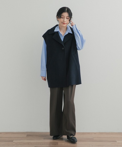URBAN RESEARCH DOORS（アーバンリサーチドアーズ）の「『UR TECH』レギュラーカラーオーバーシャツ（シャツ/ブラウス・レディース・ライトブルー/ベージュ系その他/ストライプ・FREE）」の15枚目の写真