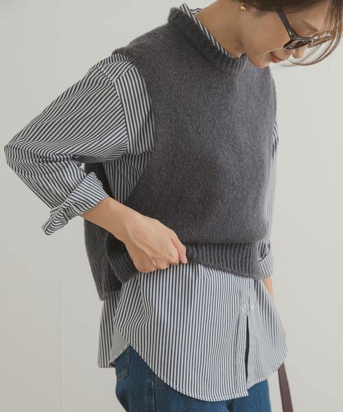 URBAN RESEARCH DOORS（アーバンリサーチドアーズ）の「『UR TECH』レギュラーカラーオーバーシャツ（シャツ/ブラウス・レディース・ライトブルー/ベージュ系その他/ストライプ・FREE）」の18枚目の写真