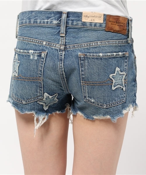 Denim & Supply Ralph Lauren(デニムアンドサプライラルフローレン)の「スターパッチ ジーンズ ショートパンツ(デニムパンツ・レディース・ブルー系9・26/27/25/24)」の6枚目の写真