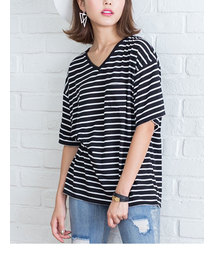 胸ポケット付きクルーネックorVネックTシャツ