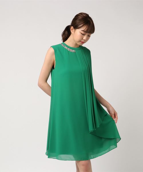 セール ワンピース ドレス アシンメトリーネックビジューワンピース ドレス Aimer エメ のファッション