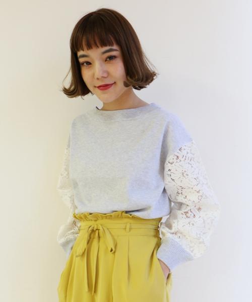 Ray Cassin レイカズン の 後ろリボン袖レーストップス ニット セーター Wear