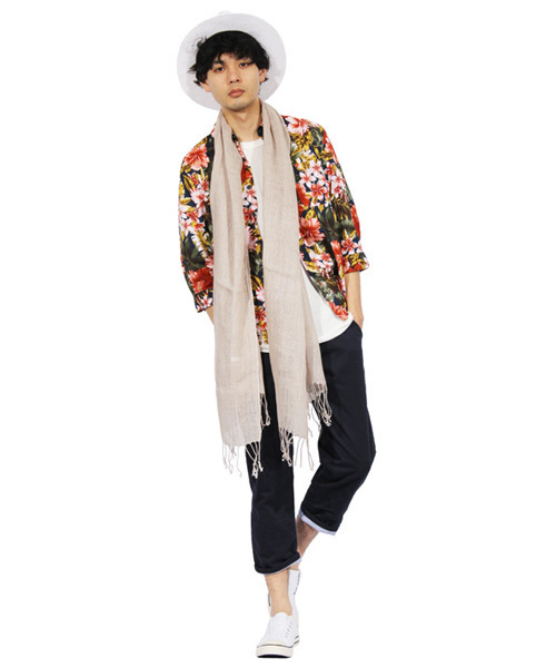 ８(eight)（エイト）の「リネン カラフル ロング ストール （ストール/ショール・メンズ・ライトグレー/パープル/ブルー・FREE）」の4枚目の写真