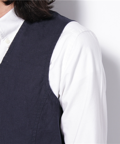 UNION STATION（ユニオンステーション）の「リネンコットンベスト（ベスト・メンズ・ベージュ/ネイビー・MEDIUM/LARGE）」の7枚目の写真