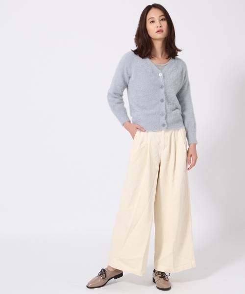 GLOBAL WORK（グローバルワーク）の「フェザーVネックカーディガン長袖/767728（カーディガン/ボレロ・レディース・ライトブルー/ベージュ/ネイビー/グレー・MEDIUM/LARGE）」の6枚目の写真