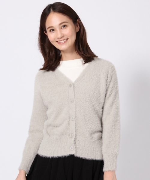 GLOBAL WORK（グローバルワーク）の「フェザーVネックカーディガン長袖/767728（カーディガン/ボレロ・レディース・ライトブルー/ベージュ/ネイビー/グレー・MEDIUM/LARGE）」の14枚目の写真