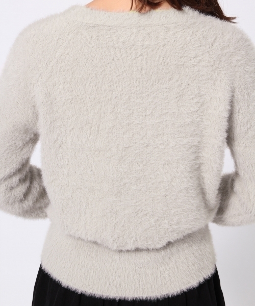 GLOBAL WORK（グローバルワーク）の「フェザーVネックカーディガン長袖/767728（カーディガン/ボレロ・レディース・ライトブルー/ベージュ/ネイビー/グレー・MEDIUM/LARGE）」の9枚目の写真