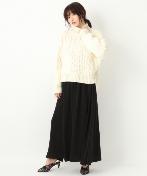 A part by（アパートバイ）の「3GAWパッチワークTN/PO 772976 （ニット/セーター・レディース・ブラック/オフホワイト・FREE）」の3枚目の写真