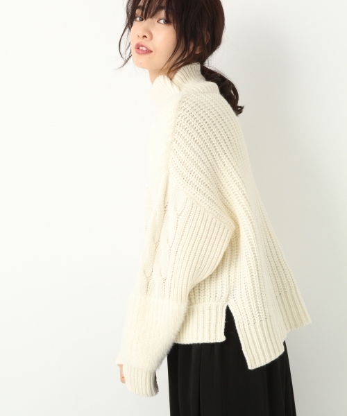 A part by（アパートバイ）の「3GAWパッチワークTN/PO 772976 （ニット/セーター・レディース・ブラック/オフホワイト・FREE）」の5枚目の写真