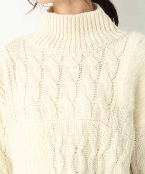 A part by（アパートバイ）の「3GAWパッチワークTN/PO 772976 （ニット/セーター・レディース・ブラック/オフホワイト・FREE）」の12枚目の写真