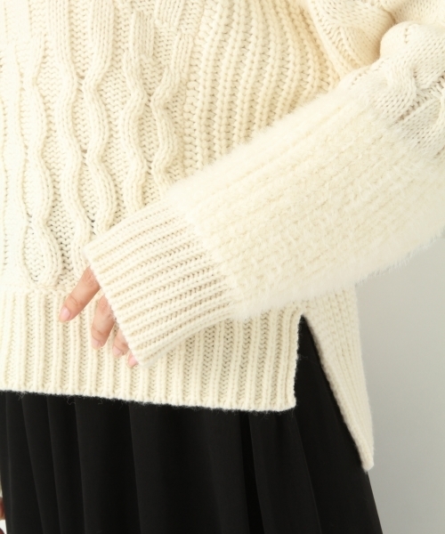 A part by（アパートバイ）の「3GAWパッチワークTN/PO 772976 （ニット/セーター・レディース・ブラック/オフホワイト・FREE）」の15枚目の写真