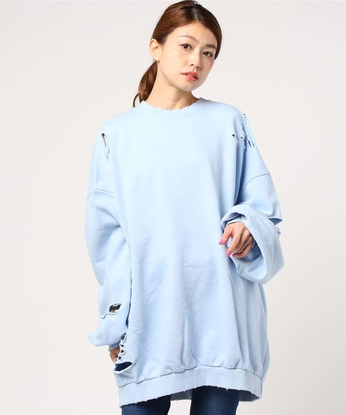 PUNYUS（プニュズ）の「クラッシュスウェット（スウェット・レディース・ブラック/ライトピンク/サックスブルー/ライトパープル・3/4）」の3枚目の写真