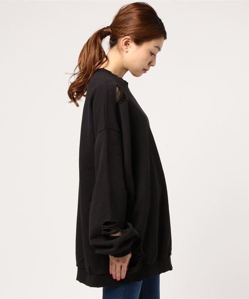 PUNYUS（プニュズ）の「クラッシュスウェット（スウェット・レディース・ブラック/ライトピンク/サックスブルー/ライトパープル・3/4）」の7枚目の写真