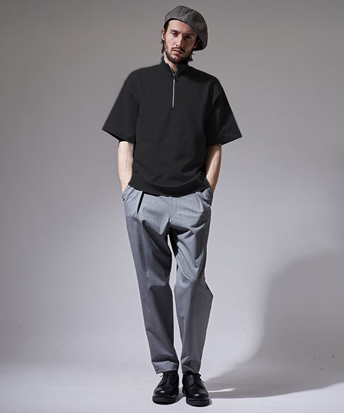 UNITED TOKYO ブラック ハーフジップセーター サイズ2 18Gウールミラノリブハーフジップニット(1 OFF WHITE): : メンズ