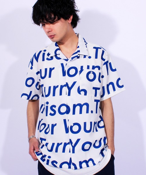 8(eight)(エイト)の「ロゴ 半袖シャツ ビッグシルエット(シャツ/ブラウス・メンズ・ホワイト/ブラック/レッド/ブルー・MEDIUM/LARGE)」の3枚目の写真