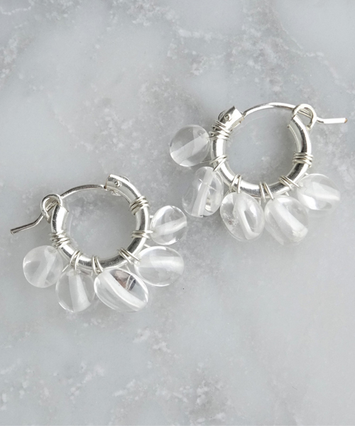 【marinaJEWELRY】SV925SF/Crystal Quartz fringe wrapped pierced earring（ピアス（両耳用））｜tone（トーン）