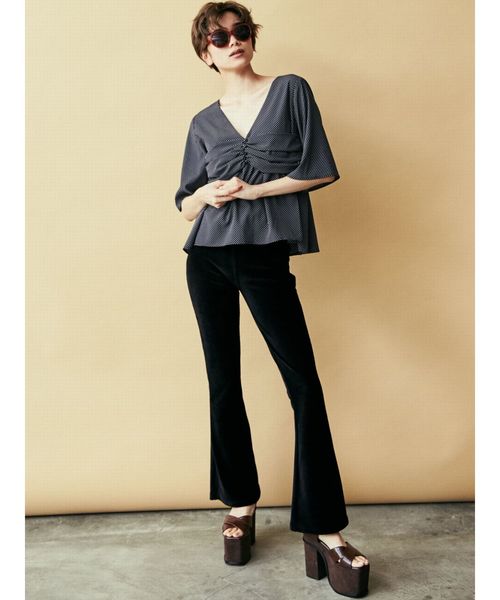 EMODA（エモダ）の「コーデュロイフィットパンツ（その他パンツ・レディース・ブラック/カーキ/キャメル・FREE）」の4枚目の写真