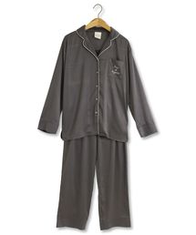 fran de lingerie | milky-satin ミルキーサテン 長袖シャツ上下セット(ルームウェア/パジャマ)