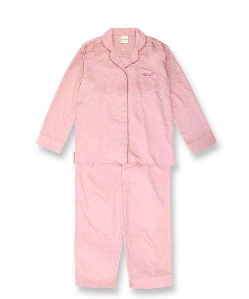 fran de lingerie（フランデランジェリー）の「milky-satin ミルキーサテン 長袖シャツ上下セット（ルームウェア/パジャマ・レディース・ネイビー/ブラウン/オフホワイト/ピンク/ワイン/グレー/ダークブルー/サーモンピンク/ボルドー/コーラルピンク/ブルーグリーン/ブルーパープル・M-L）」の11枚目の写真