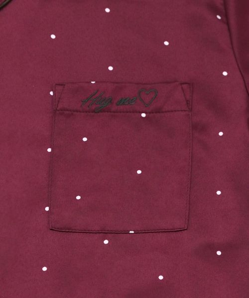 fran de lingerie（フランデランジェリー）の「milky-satin ミルキーサテン 長袖シャツ上下セット（ルームウェア/パジャマ・レディース・ネイビー/ブラウン/オフホワイト/ピンク/ワイン/グレー/ダークブルー/サーモンピンク/ボルドー/コーラルピンク/ブルーグリーン/ブルーパープル・M-L）」の20枚目の写真