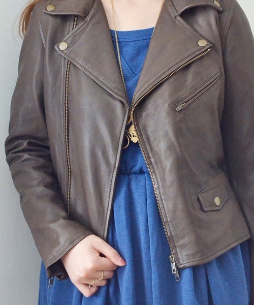 Khaju（カージュ）の「Khaju:ラムレザーライダース□（ライダース