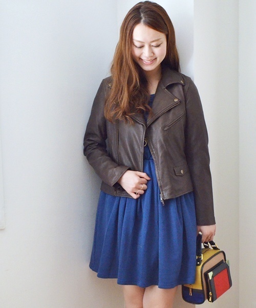 Khaju（カージュ）の「Khaju:ラムレザーライダース□（ライダースジャケット・レディース・ブラック/ブラウン・36/38）」の9枚目の写真