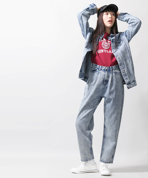 WEGO(ウィゴー)の「WEGO/ケミカルビッグシルエットGジャン(デニムジャケット・レディース・ピンク/インディゴブルー・FREE)」の12枚目の写真