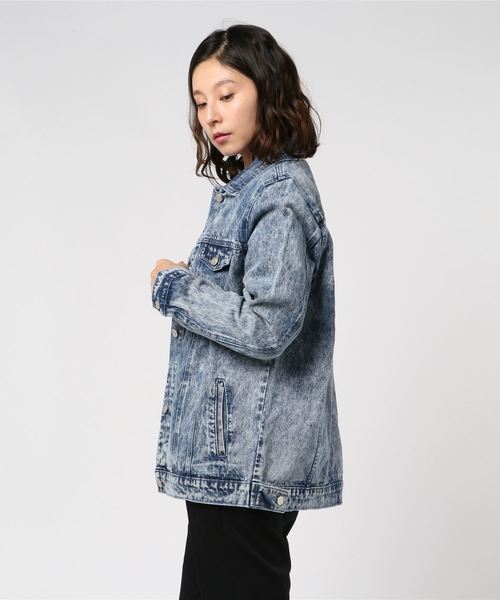 WEGO(ウィゴー)の「WEGO/ケミカルビッグシルエットGジャン(デニムジャケット・レディース・ピンク/インディゴブルー・FREE)」の3枚目の写真