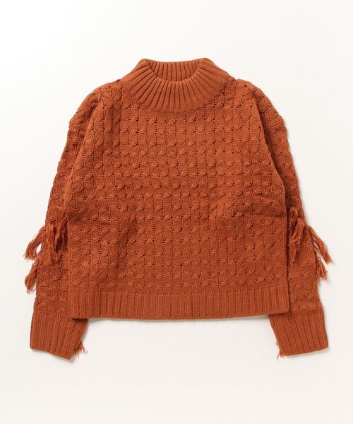 STYLEBLOCK（スタイルブロック）の「ハイネックバルキーフリンジニット（ニット/セーター・レディース・ネイビー/カーキ/アイボリー/キャメル・M）」の4枚目の写真