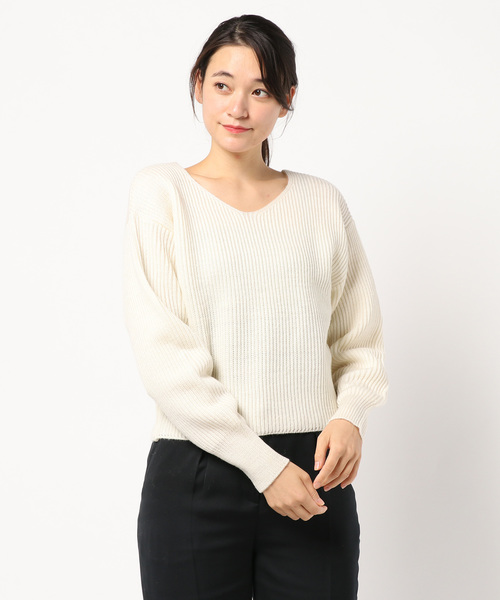 N.(N. Natural Beauty Basic)(エヌエヌナチュラルビューティーベーシック)の「タックスリーブアゼニット(ニット/セーター・レディース・ホワイト/ネイビー/イエロー・MEDIUM)」の12枚目の写真