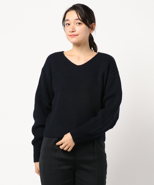 N.(N. Natural Beauty Basic)(エヌエヌナチュラルビューティーベーシック)の「タックスリーブアゼニット(ニット/セーター・レディース・ホワイト/ネイビー/イエロー・MEDIUM)」の7枚目の写真