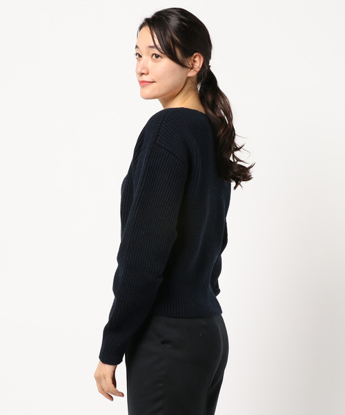 N.(N. Natural Beauty Basic)(エヌエヌナチュラルビューティーベーシック)の「タックスリーブアゼニット(ニット/セーター・レディース・ホワイト/ネイビー/イエロー・MEDIUM)」の14枚目の写真