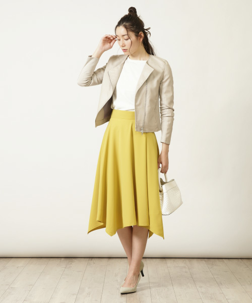 ライダースジャケット　サイドリブ　フェイクレザー INTERPLANET（インタープラネット）の「フェイクレザーサイドリブノー