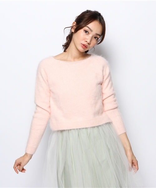 Ray BEAMS(レイビームス)の「◎□Ray BEAMS / アンゴラ混 ボートネック プルオーバー(ニット/セーター・レディース・ライトグレー/ブラック/ピンク/ブルー・ONE SIZE)」の4枚目の写真