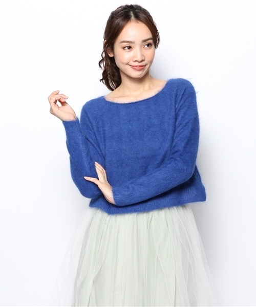 Ray BEAMS(レイビームス)の「◎□Ray BEAMS / アンゴラ混 ボートネック プルオーバー(ニット/セーター・レディース・ライトグレー/ブラック/ピンク/ブルー・ONE SIZE)」の3枚目の写真