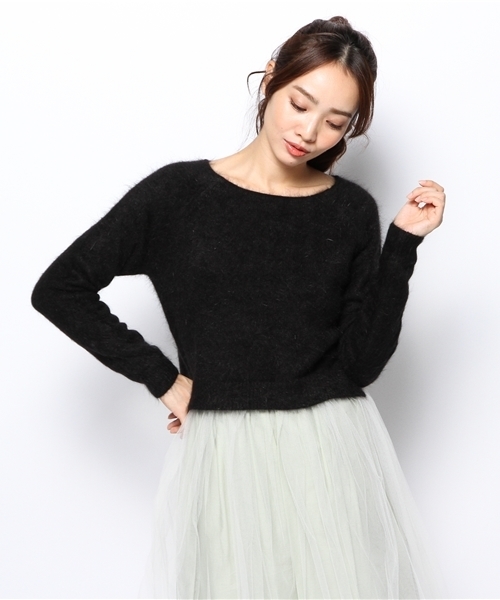 Ray BEAMS(レイビームス)の「◎□Ray BEAMS / アンゴラ混 ボートネック プルオーバー(ニット/セーター・レディース・ライトグレー/ブラック/ピンク/ブルー・ONE SIZE)」の1枚目の写真