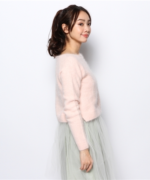 Ray BEAMS(レイビームス)の「◎□Ray BEAMS / アンゴラ混 ボートネック プルオーバー(ニット/セーター・レディース・ライトグレー/ブラック/ピンク/ブルー・ONE SIZE)」の6枚目の写真