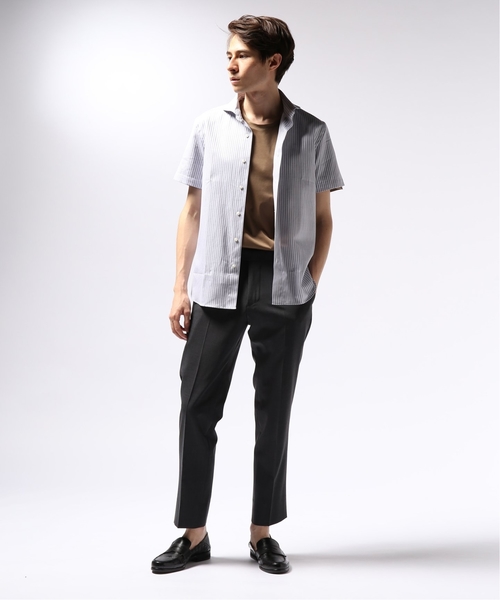 EDIFICE（エディフィス）の「カッタウェイ ハンソデ カラミ ストライプシャツ（シャツ/ブラウス・メンズ・チャコールグレー・44/46/48）」の13枚目の写真