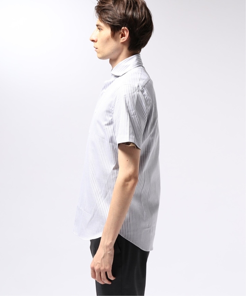 EDIFICE（エディフィス）の「カッタウェイ ハンソデ カラミ ストライプシャツ（シャツ/ブラウス・メンズ・チャコールグレー・44/46/48）」の5枚目の写真