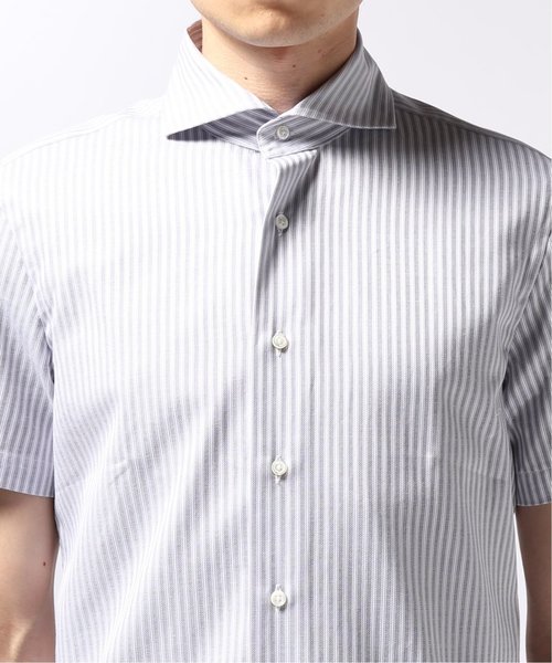 EDIFICE（エディフィス）の「カッタウェイ ハンソデ カラミ ストライプシャツ（シャツ/ブラウス・メンズ・チャコールグレー・44/46/48）」の4枚目の写真