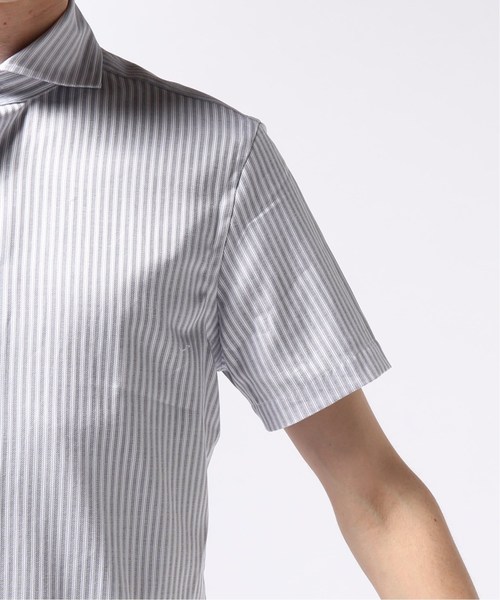 EDIFICE（エディフィス）の「カッタウェイ ハンソデ カラミ ストライプシャツ（シャツ/ブラウス・メンズ・チャコールグレー・44/46/48）」の9枚目の写真