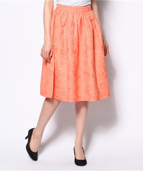 ROSE BUD（ローズバッド）の「S-LSK-14103 GATHERED FLARE SKIRT（スカート・レディース・ホワイト/サーモンピンク/ネイビー・2/1）」の3枚目の写真